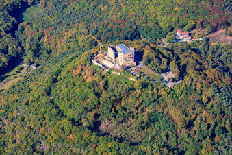 Castle Hambach in Neustadt in the Weinstrasse in the state Rhineland-Palatinate from above