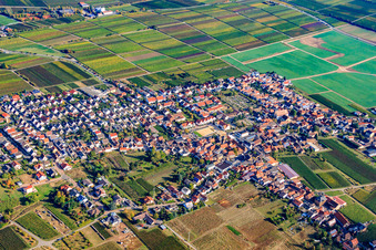 Aerial view of Wine-growing village from the southwest in the district Diedesfeld in Neustadt an der Weinstraße in the state Rhineland-Palatinate, Germany