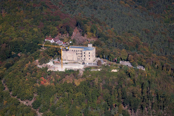 Aerial view of Castle of Schloss Hambacher Schloss in Neustadt an der Weinstrasse in the state Rhineland-Palatinate, Germany