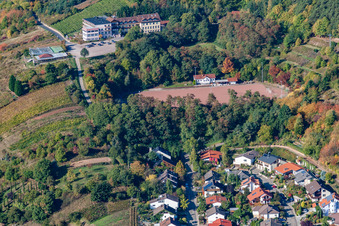 Aerial view of St. Martin sports field in the district SaintMartin in Sankt Martin in the state Rhineland-Palatinate, Germany