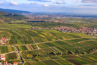 City view with view of Hambach Castle in Maikammer in the state Rhineland-Palatinate, Germany