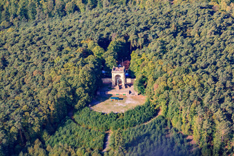 Victory and Peace Monument in Edenkoben in the state Rhineland-Palatinate, Germany from the plane