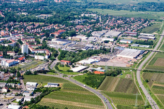 Aerial photograpy of Industrial Park N in Landau in der Pfalz in the state Rhineland-Palatinate, Germany