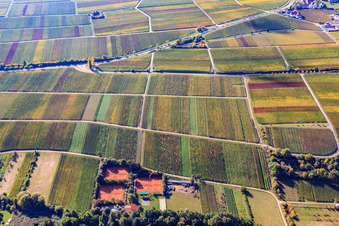 Aerial view of Modenbachtal Tennis Club in Hainfeld in the state Rhineland-Palatinate, Germany