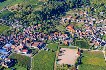 Aerial photograpy of At the Schlossberg in Burrweiler in the state Rhineland-Palatinate, Germany