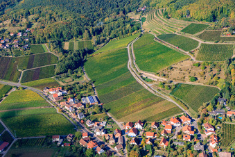 Aerial view of St. Anna Street in Burrweiler in the state Rhineland-Palatinate, Germany
