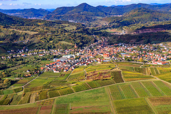 View of the town from the east in Albersweiler in the state Rhineland-Palatinate, Germany