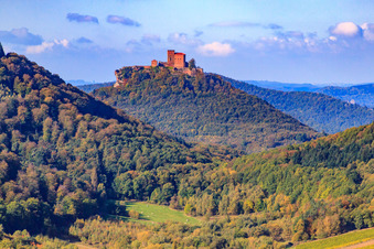 Trifels Castle from the east in Annweiler am Trifels in the state Rhineland-Palatinate, Germany