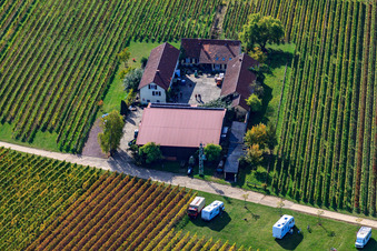 Aerial view of Erlenwein Winery in Ilbesheim bei Landau in the state Rhineland-Palatinate, Germany