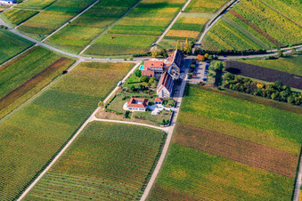 Aerial photograpy of Hotel Leinsweiler Courtyard in Leinsweiler in the state Rhineland-Palatinate, Germany