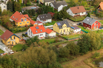 Aerial view of Train station, Vogesenstr in Kapsweyer in the state Rhineland-Palatinate, Germany
