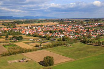 Aerial photograpy of View of the town from the southwest in Steinfeld in the state Rhineland-Palatinate, Germany