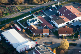 Aerial view of Sucietto & Wöschler GmbH in Wörth am Rhein in the state Rhineland-Palatinate, Germany