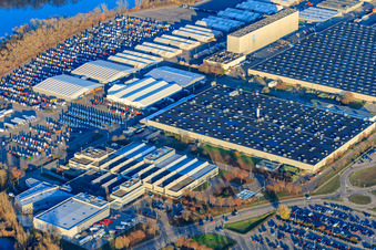Industriepark Wörth GmbH with Mercedes-Benz Wörth automobile plant of Daimler AG in Wörth am Rhein in the state Rhineland-Palatinate, Germany