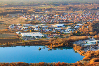 Industrial area Hagenbach from the south in Hagenbach in the state Rhineland-Palatinate, Germany