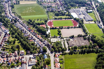 Aerial view of Central sports facility in Herxheim bei Landau in the state Rhineland-Palatinate, Germany