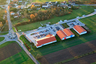 German supermarkets on the German-French border in the district Neulauterburg in Berg in the state Rhineland-Palatinate, Germany