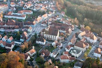 Bird's eye view of Lauterbourg in the state Bas-Rhin, France