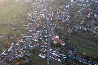 Scheibenhard in the state Bas-Rhin, France from above