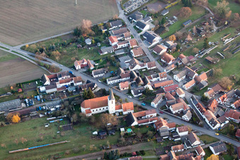 Scheibenhard in the state Bas-Rhin, France seen from above