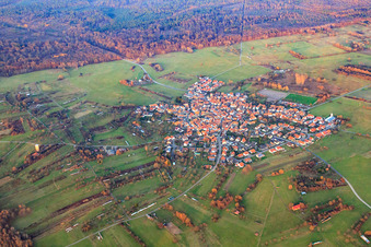 Aerial view of From the southwest in the district Büchelberg in Wörth am Rhein in the state Rhineland-Palatinate, Germany