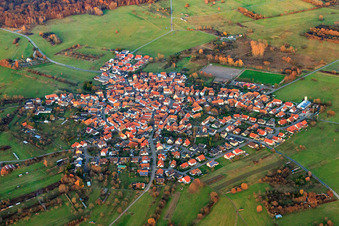 Aerial photograpy of From the southwest in the district Büchelberg in Wörth am Rhein in the state Rhineland-Palatinate, Germany