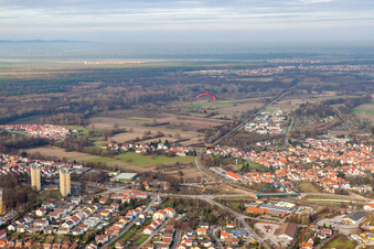 View of the town from the south in Wörth am Rhein in the state Rhineland-Palatinate, Germany