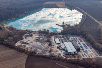 Heidelberg Materials Mineralik quarry lake in Hagenbach in the state Rhineland-Palatinate, Germany