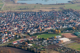 View of the town from the west in the district Forchheim in Rheinstetten in the state Baden-Wuerttemberg, Germany