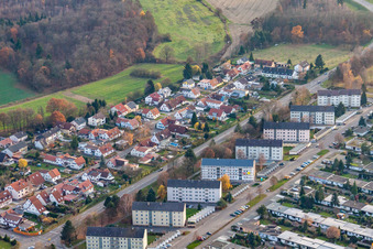 Aerial photograpy of Neckarstr in Rastatt in the state Baden-Wuerttemberg, Germany