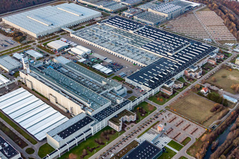 Building and production halls on the premises of Mercedes Benz factory Rastatt in Rastatt in the state Baden-Wurttemberg, Germany