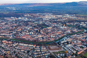 Downtown from the southeast in Rastatt in the state Baden-Wuerttemberg, Germany