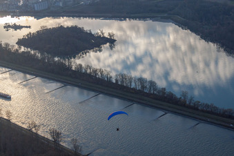 Aerial view of Under the lock of Iffezheim in Beinheim in the state Bas-Rhin, France