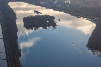Aerial photograpy of Under the lock of Iffezheim in Beinheim in the state Bas-Rhin, France
