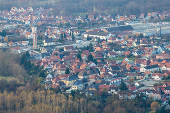 Seltz in the state Bas-Rhin, France seen from a drone