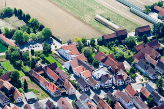 Aerial view of Hotel zur Krone in the district Hayna in Herxheim bei Landau in the state Rhineland-Palatinate, Germany