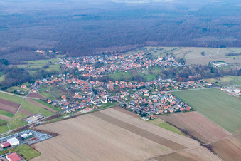 Scheibenhardt, oil production in Scheibenhard in the state Bas-Rhin, France from above