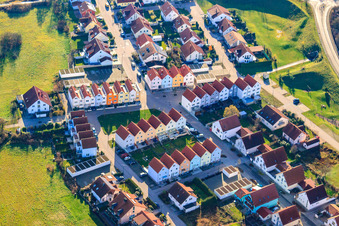 Aerial view of In Buchhhorst in Wörth am Rhein in the state Rhineland-Palatinate, Germany