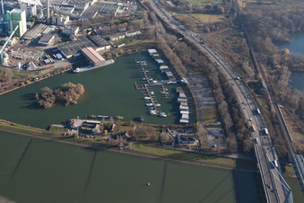 Marina in the district Knielingen in Karlsruhe in the state Baden-Wuerttemberg, Germany