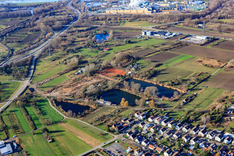 Tennis courts at the lake of the gymnastics club Knielingen, tennis department in the district Knielingen in Karlsruhe in the state Baden-Wuerttemberg, Germany