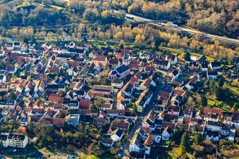 View of the town from the northeast in the district Knielingen in Karlsruhe in the state Baden-Wuerttemberg, Germany