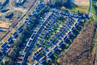 Aerial view of Blenkerstraße, Blindstr in the district Knielingen in Karlsruhe in the state Baden-Wuerttemberg, Germany