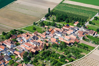 Aerial photograpy of Main Street in Erlenbach bei Kandel in the state Rhineland-Palatinate, Germany