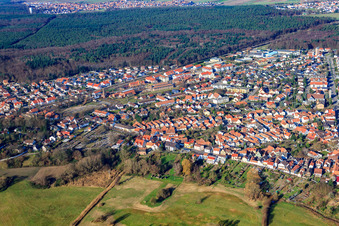 City view from the south in Jockgrim in the state Rhineland-Palatinate, Germany