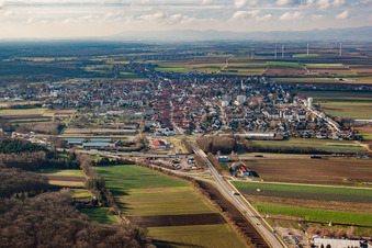 Aerial view of City view from the east in Kandel in the state Rhineland-Palatinate, Germany