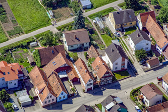 Bird's eye view of Saarstr in Kandel in the state Rhineland-Palatinate, Germany
