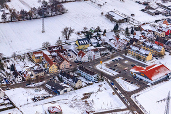 Aerial photograpy of On the high trail in winter when there is snow in Kandel in the state Rhineland-Palatinate, Germany
