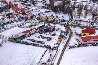 Castle House in winter with snow in Minfeld in the state Rhineland-Palatinate, Germany