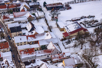 Nagel Winery in the snow in Vollmersweiler in the state Rhineland-Palatinate, Germany