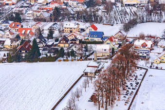 Cemetery in the snow in Dierbach in the state Rhineland-Palatinate, Germany
